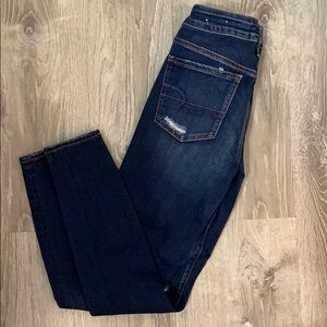 American Eagle, dark wash, distressed jeans